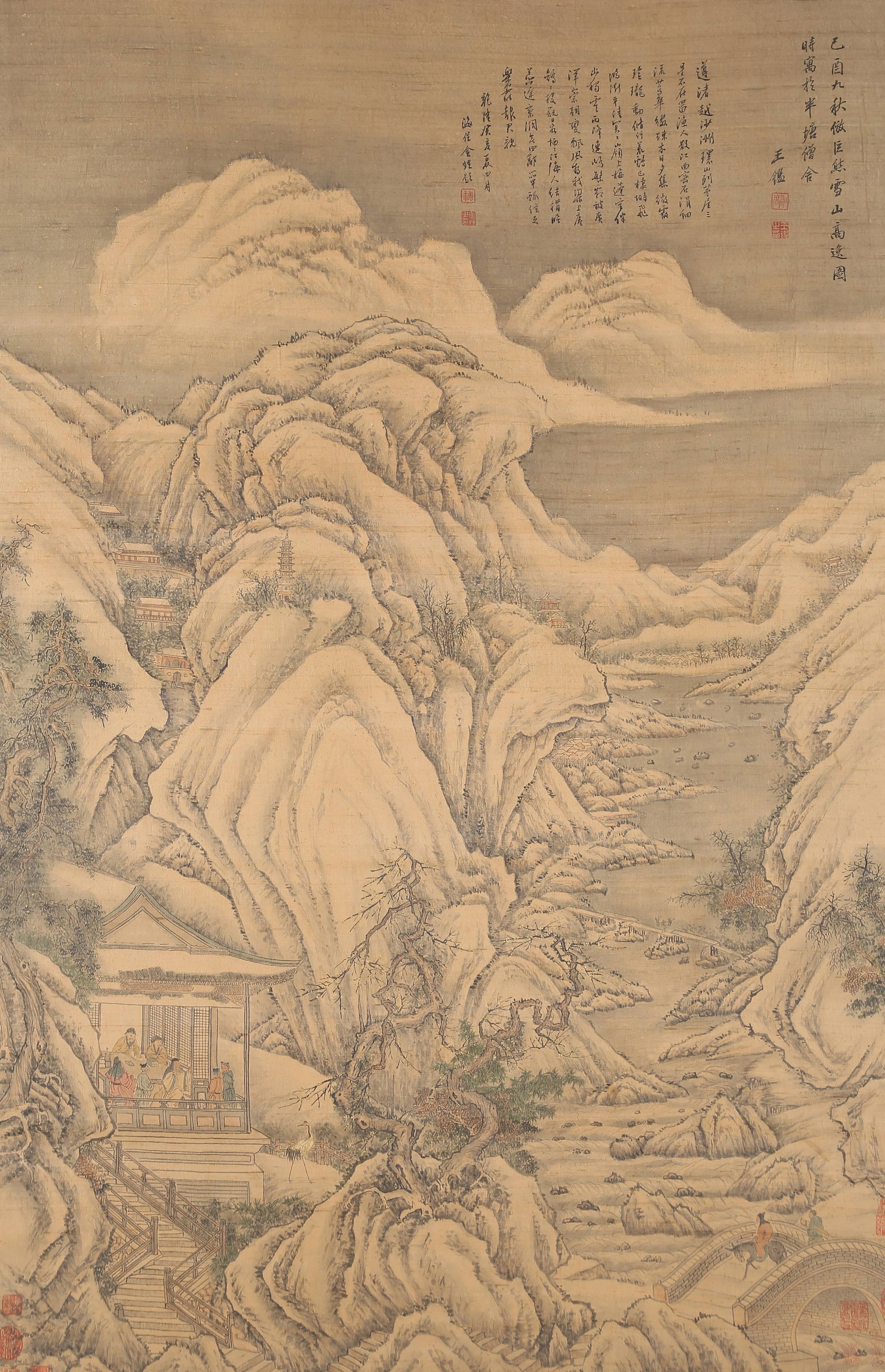 A LANDSCAPE PAINTING ON SILK BY WANG JIAN.王鑑 (1 of 13)