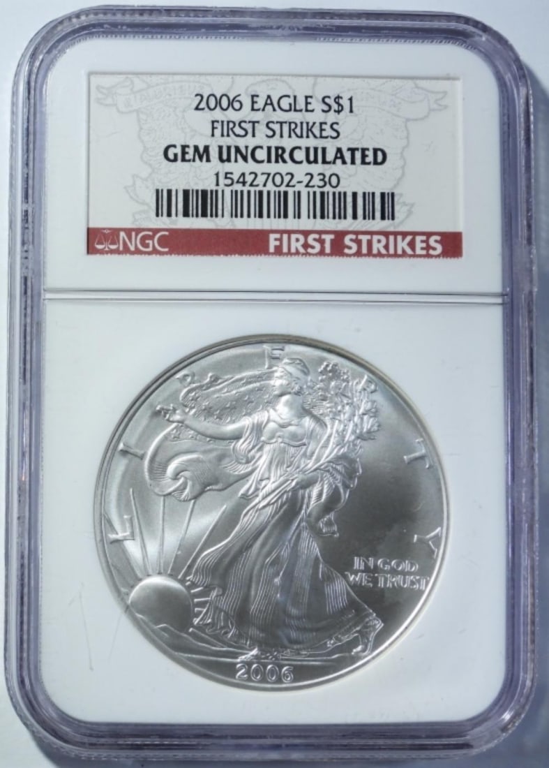 2006 AMERICAN SILVER EAGLE NGC GEM UNC: 2006 AMERICAN SILVER EAGLE NGC GEM UNC