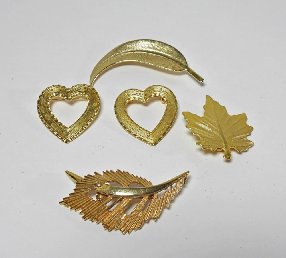 (5) GOLD TONE BROOCH PINS: (5) GOLD TONE BROOCH PINS