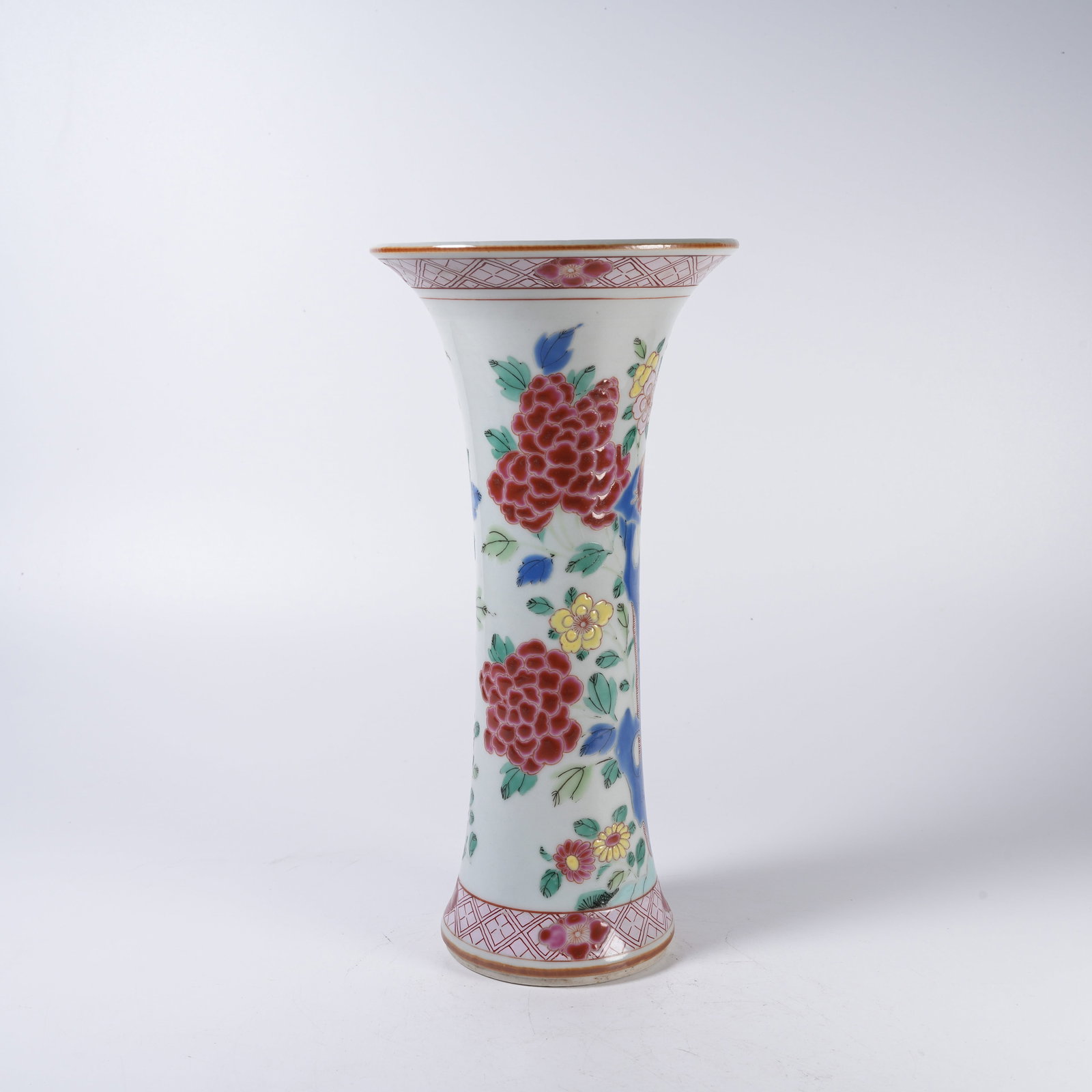 A FAMILLE ROSE GU VASE WITH FLOWER AND BIRD PATTERN (1 of 9)