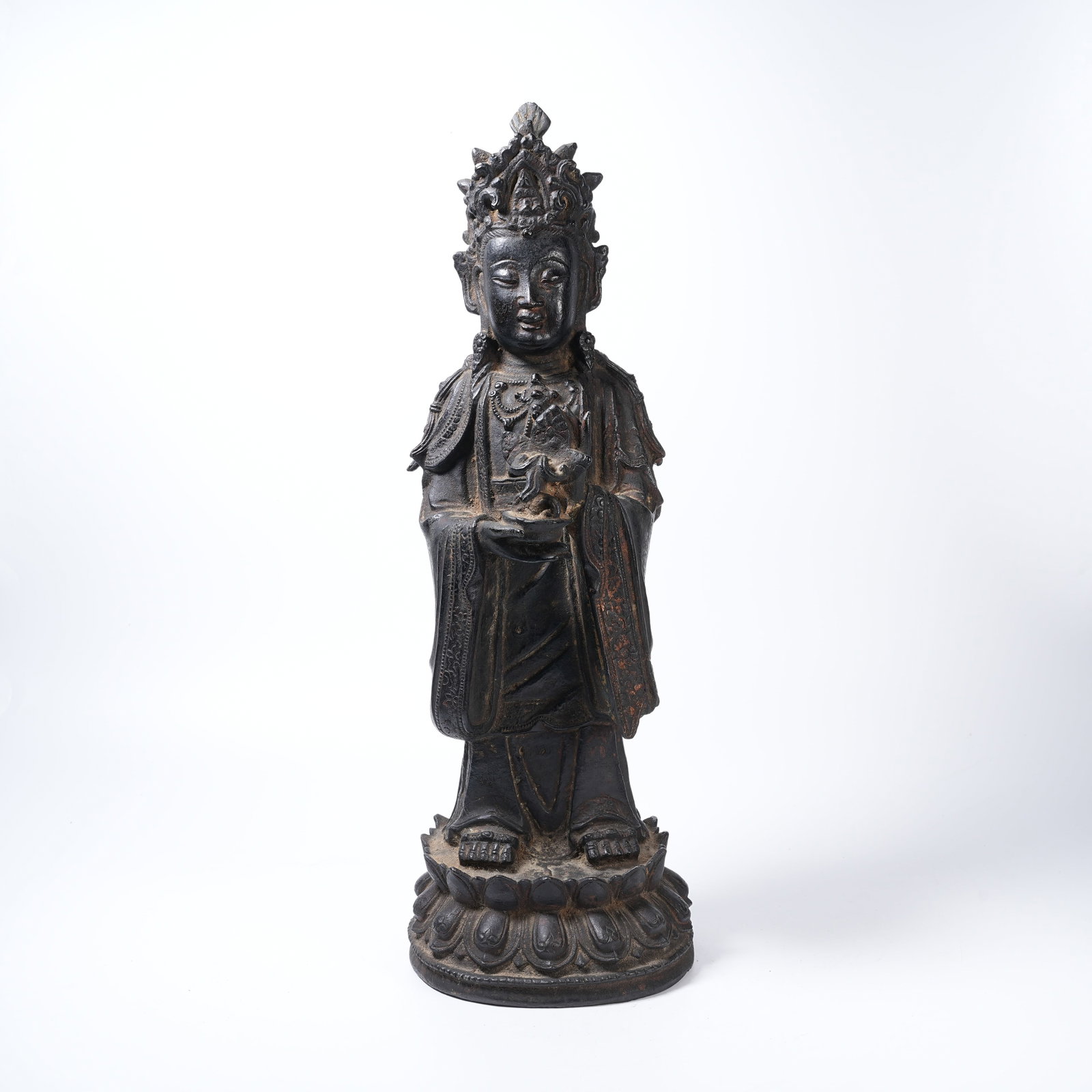 A BRONZE STANDING STATUE OF GUANYIN BODHISATTVA (1 of 9)