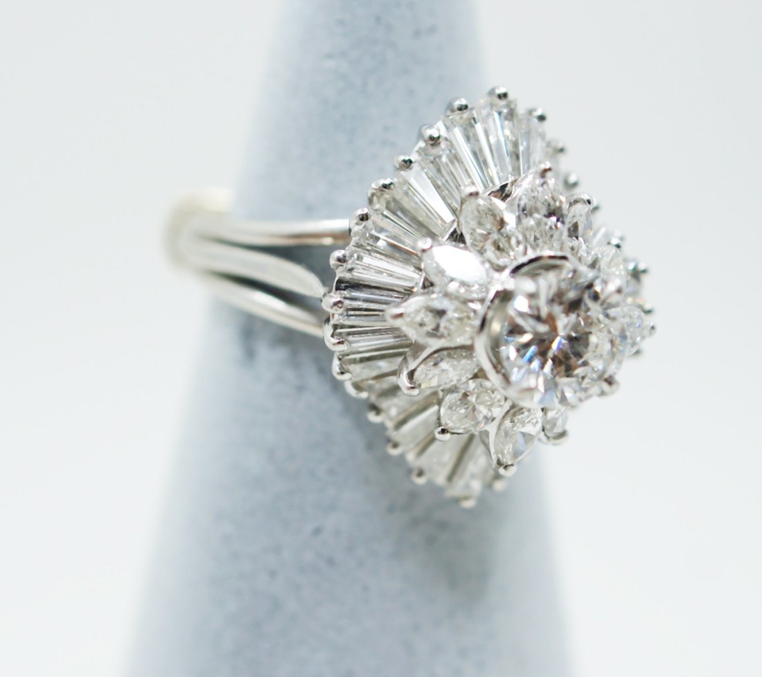 Ballerina Diamond Platinium Cocktail Ring 6.4 CTW (1 of 8)