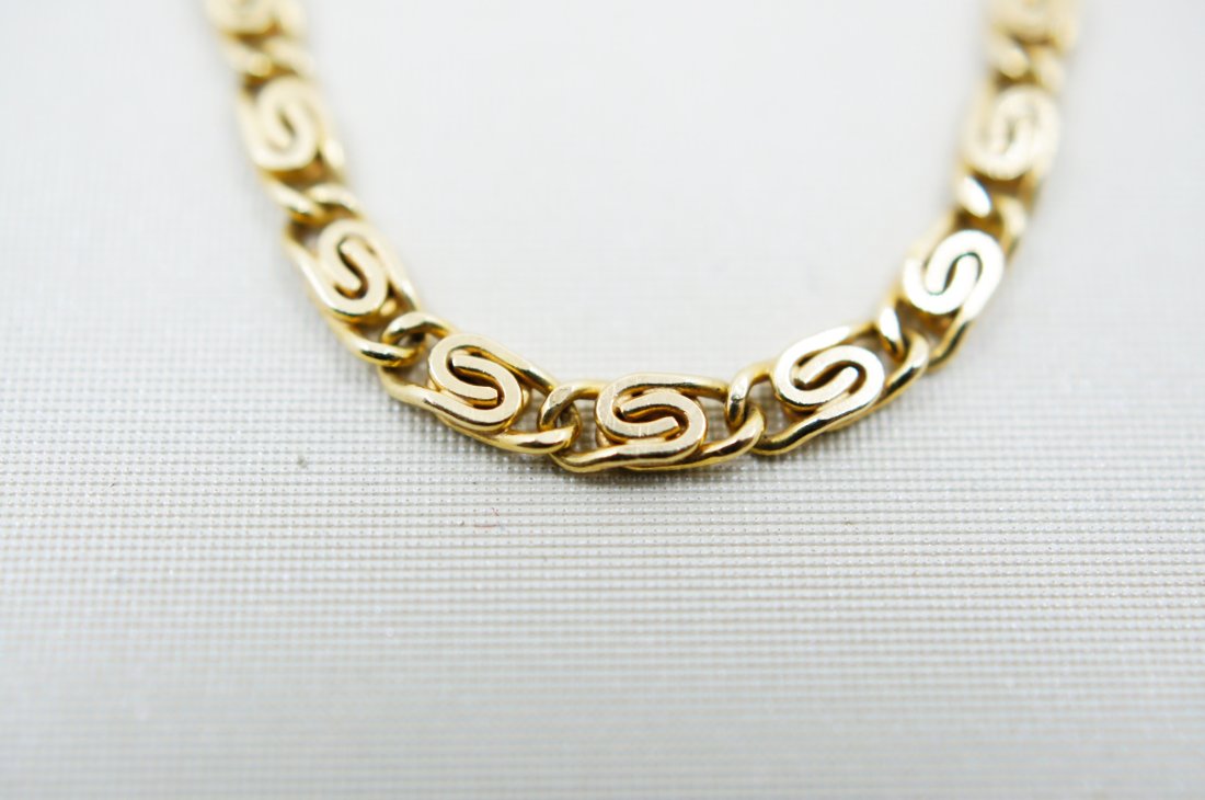 Vintage Italian Byzantine Fancy Link Chain 14K: Vintage Byzantine Italian S Link Chain 14K • 6.7 grams / 4.31 DWT • Length: 15" inches • Hallmark: 585 ITALY G (14K)