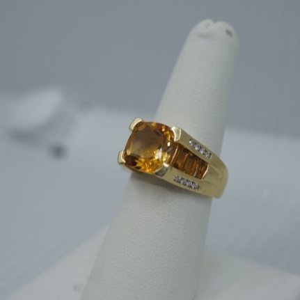 Citrine & Diamond Cocktail Ring 14K (1 of 5)