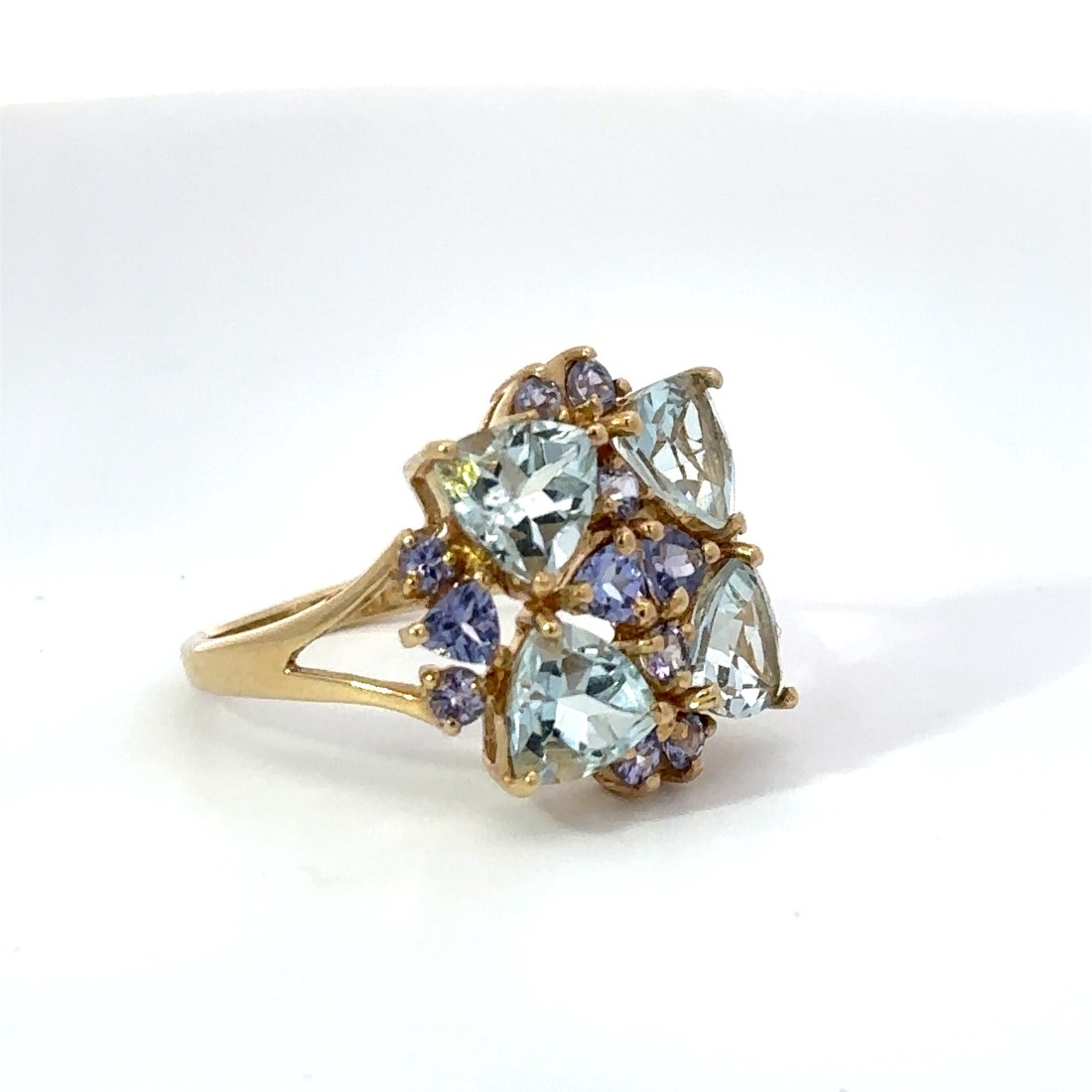 Aquamarine and Amethyst Ring 10K Yellow Gold (1 of 3)