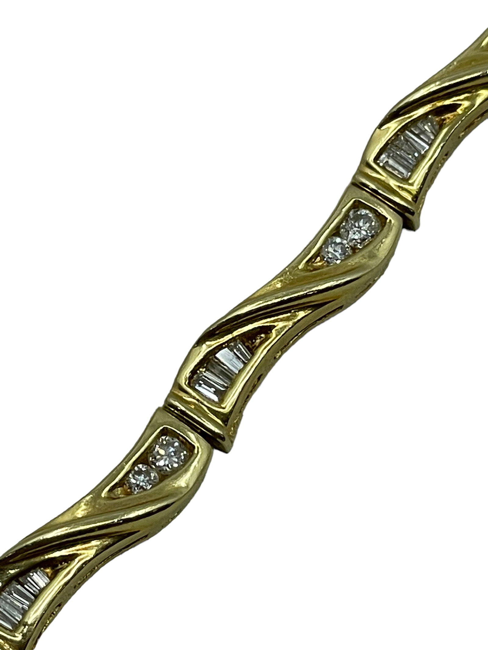 Womens Vintage Estate Gold Diamond Bracelet 14K: 14K Solid Yellow Gold Diamond Tennis Bracelet • Channel set tapered and round diamonds • VS1/2 • 20.1 Grams • 14K Yellow Gold