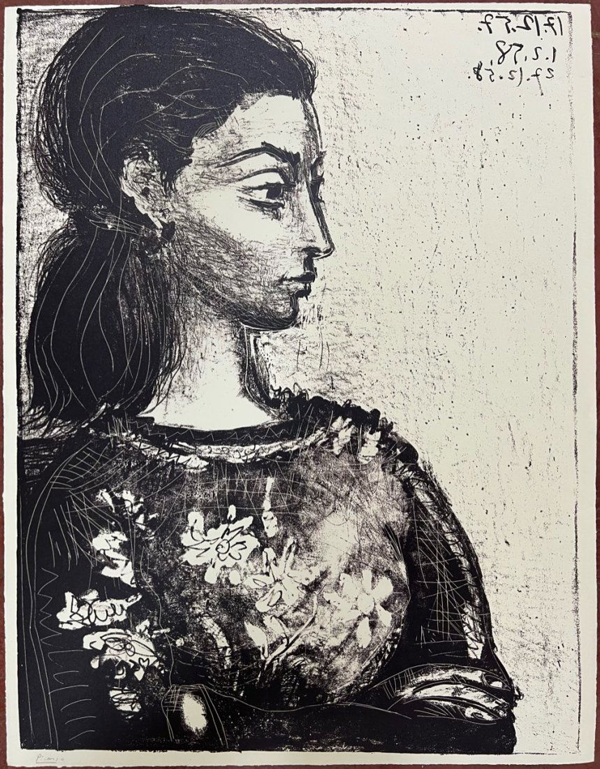 PABLO PICASSO (1881-1973) Femme au Corsage Ã  Fleurs lithograph 1958 Arches (1 of 11)