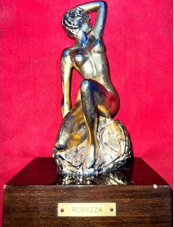 Robazza Benedetto "Nudino" Gold Bas-relief Sculpture Year 1981 (1 of 8)