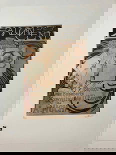 Alphonse Mucha litografia cm 50x70 con certificato: Alphonse Mucha litografia dimensione cm 50x70 timbro impresso LE PALMEcarta francesecertificato di autenticaedizione del 2010firma su lastra in stampaesemplari 100 maxla numerazione al momento della s