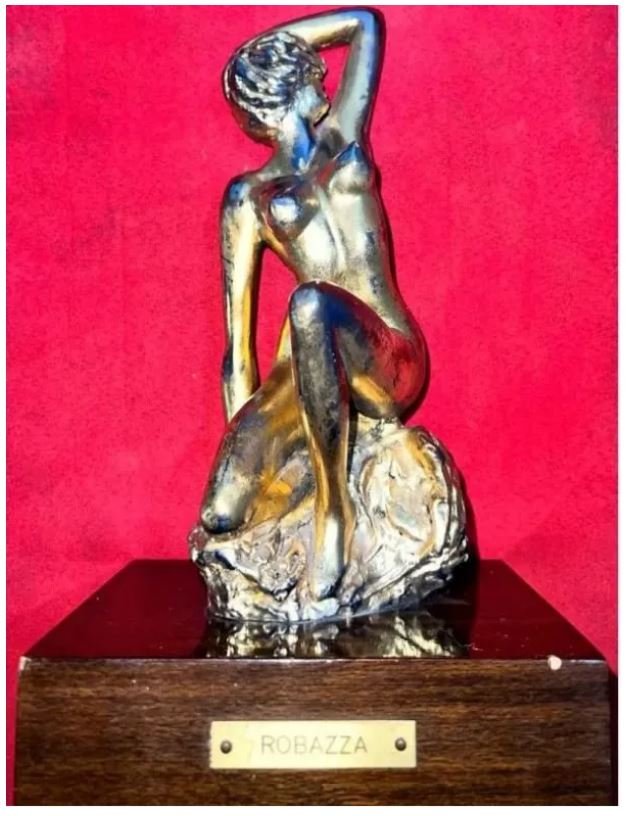 Robazza Benedetto "Nudino" Gold Bas-relief Sculpture Year 1981 (1 of 7)