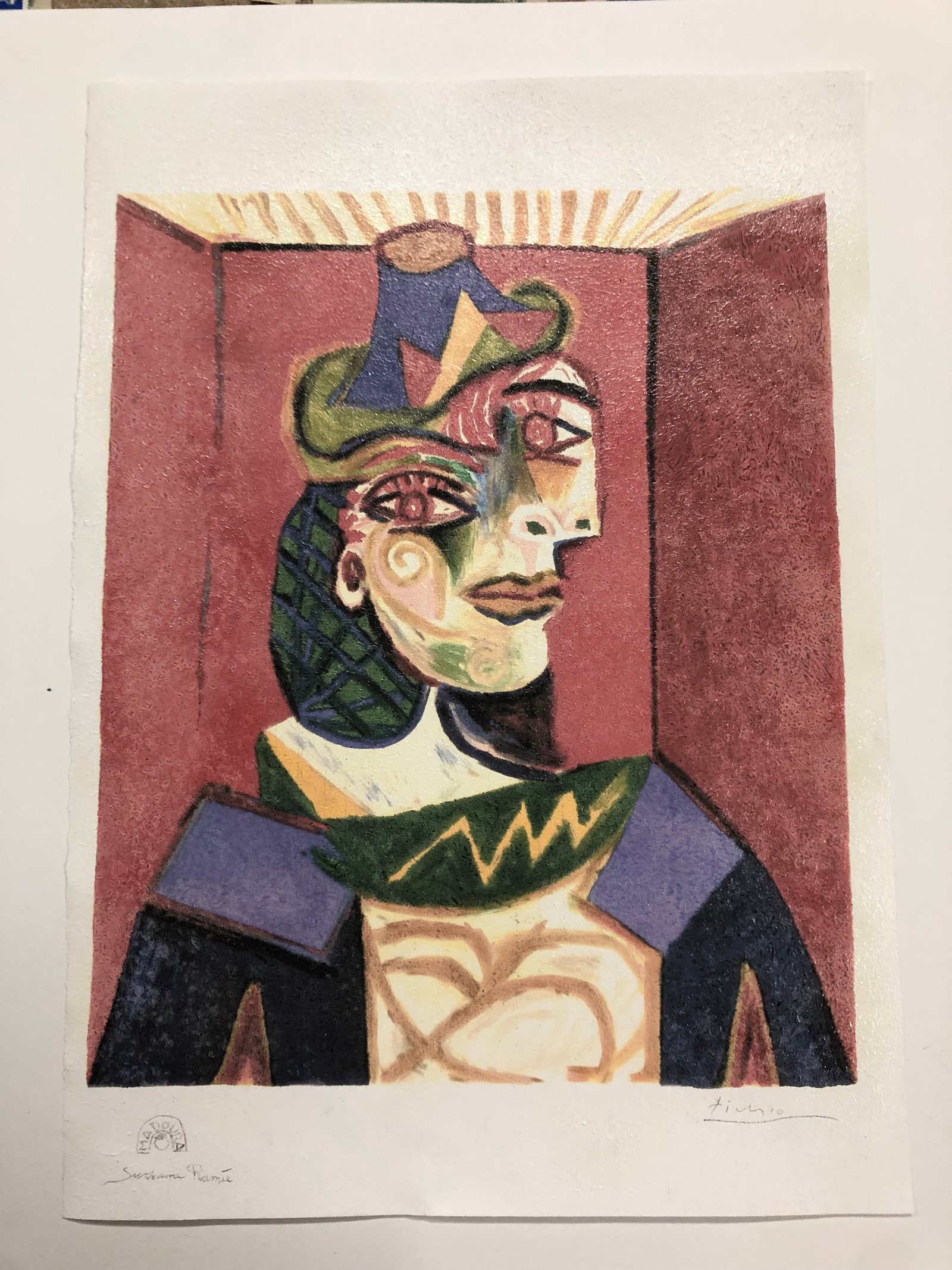 Pablo Picasso original Bust of a Woman dated 1952 on the reverse archive number (1 of 20)