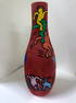 Keith Haring colored and hand-drawn wooden vase 40x15 cm