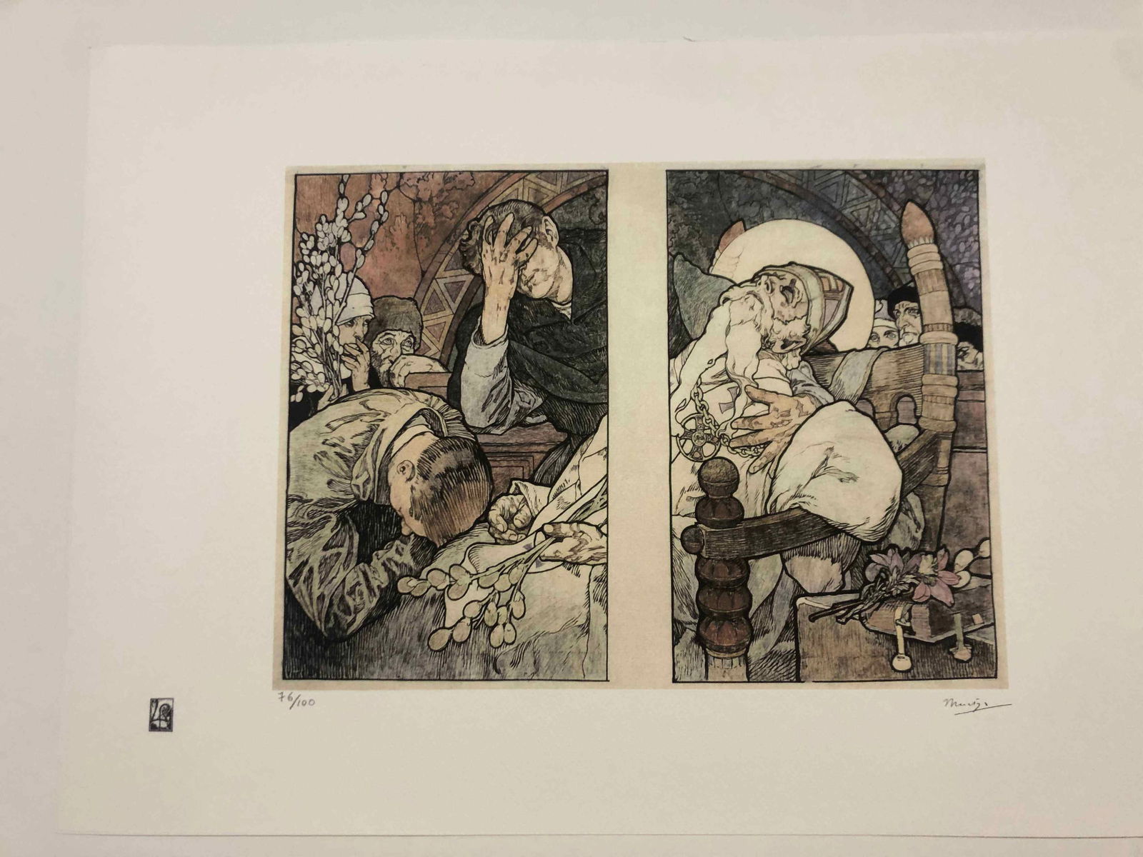 Alphonse Mucha litografia cm 50x70 con certificato: Alphonse Mucha litografia dimensione cm 50x70 timbro impresso LE PALMEcarta francesecertificato di autenticaedizione del 2010firma su lastra in stampaesemplari 100 maxla numerazione al momento della s