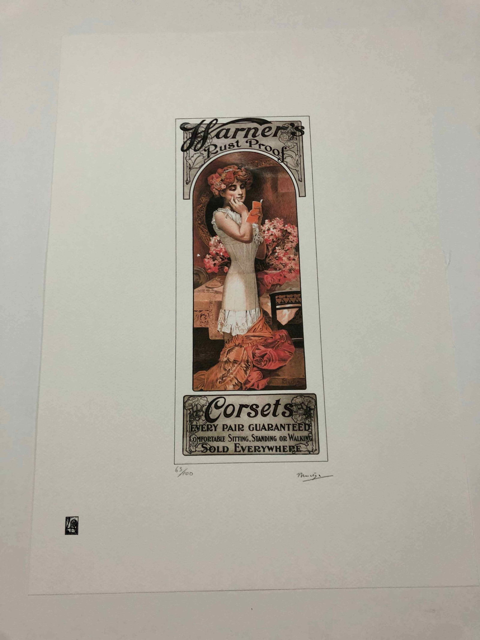 Alphonse Mucha litografia cm 50x70 con certificato: Alphonse Mucha litografia dimensione cm 50x70 timbro impresso LE PALMEcarta francesecertificato di autenticaedizione del 2010firma su lastra in stampaesemplari 100 maxla numerazione al momento della s