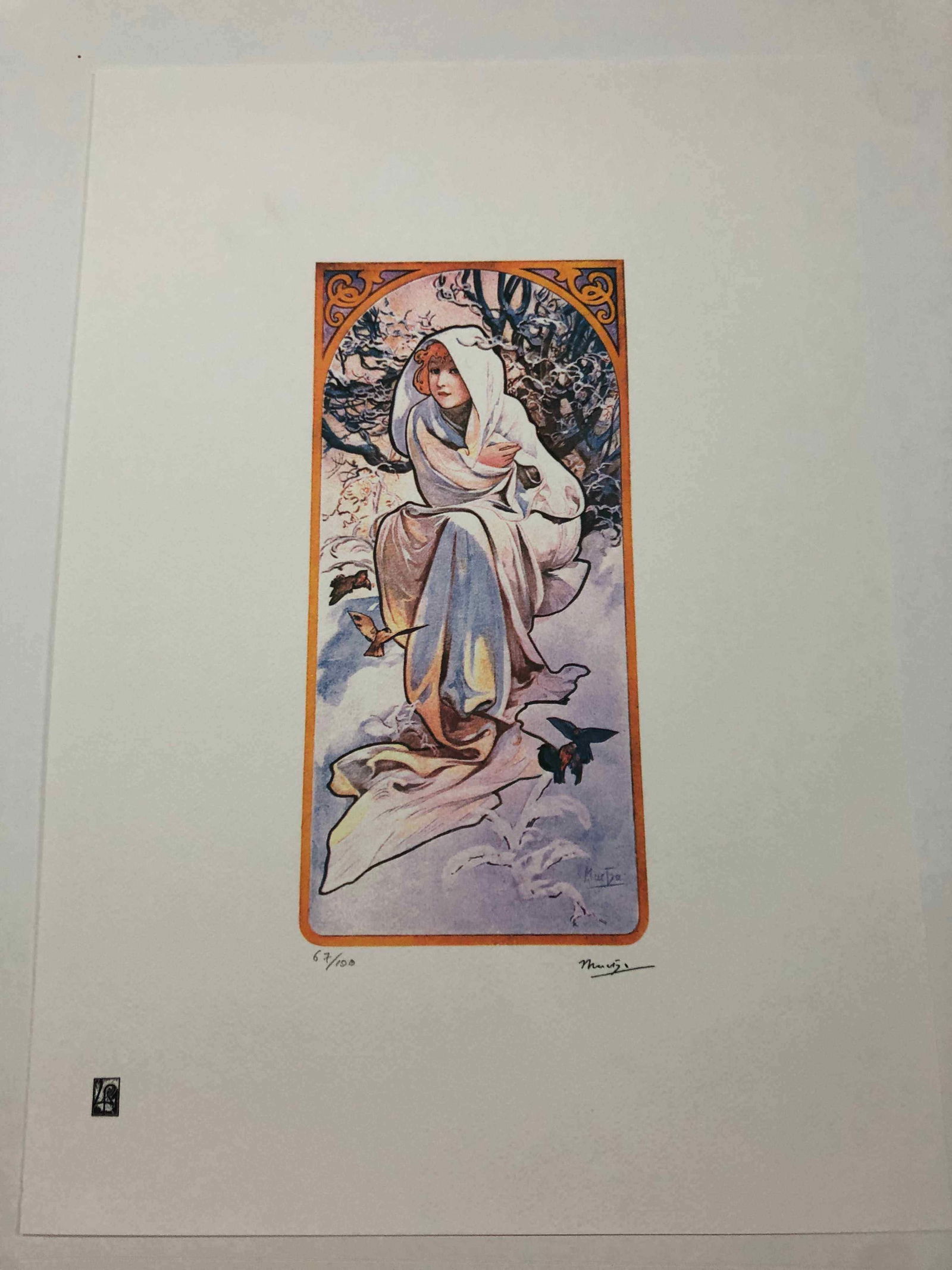Alphonse Mucha litografia cm 50x70 con certificato: Alphonse Mucha litografia dimensione cm 50x70 timbro impresso LE PALMEcarta francesecertificato di autenticaedizione del 2010firma su lastra in stampaesemplari 100 maxla numerazione al momento della s