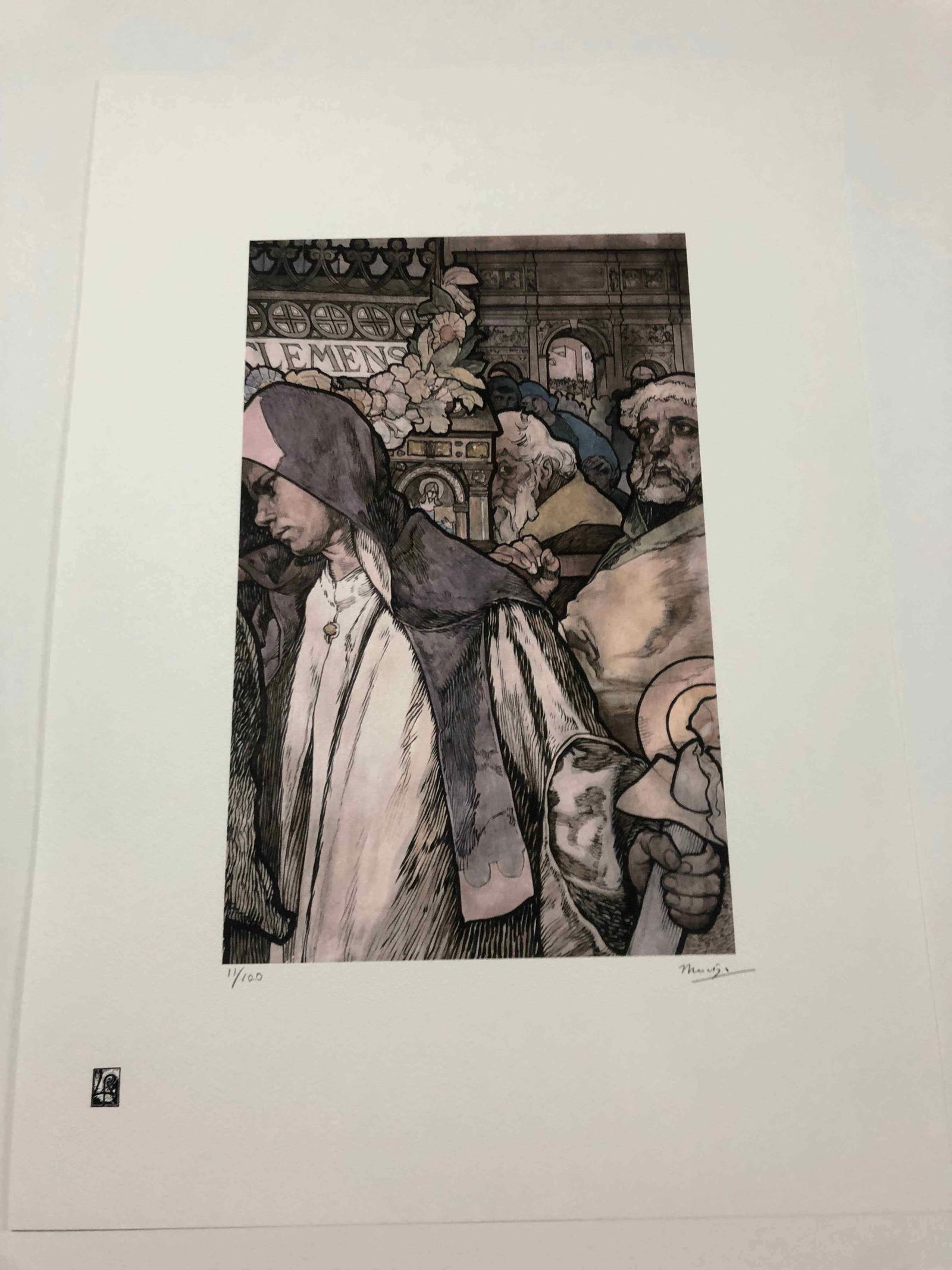 Alphonse Mucha litografia cm 50x70 con certificato: Alphonse Mucha litografia dimensione cm 50x70 timbro impresso LE PALMEcarta francesecertificato di autenticaedizione del 2010firma su lastra in stampaesemplari 100 maxla numerazione al momento della s