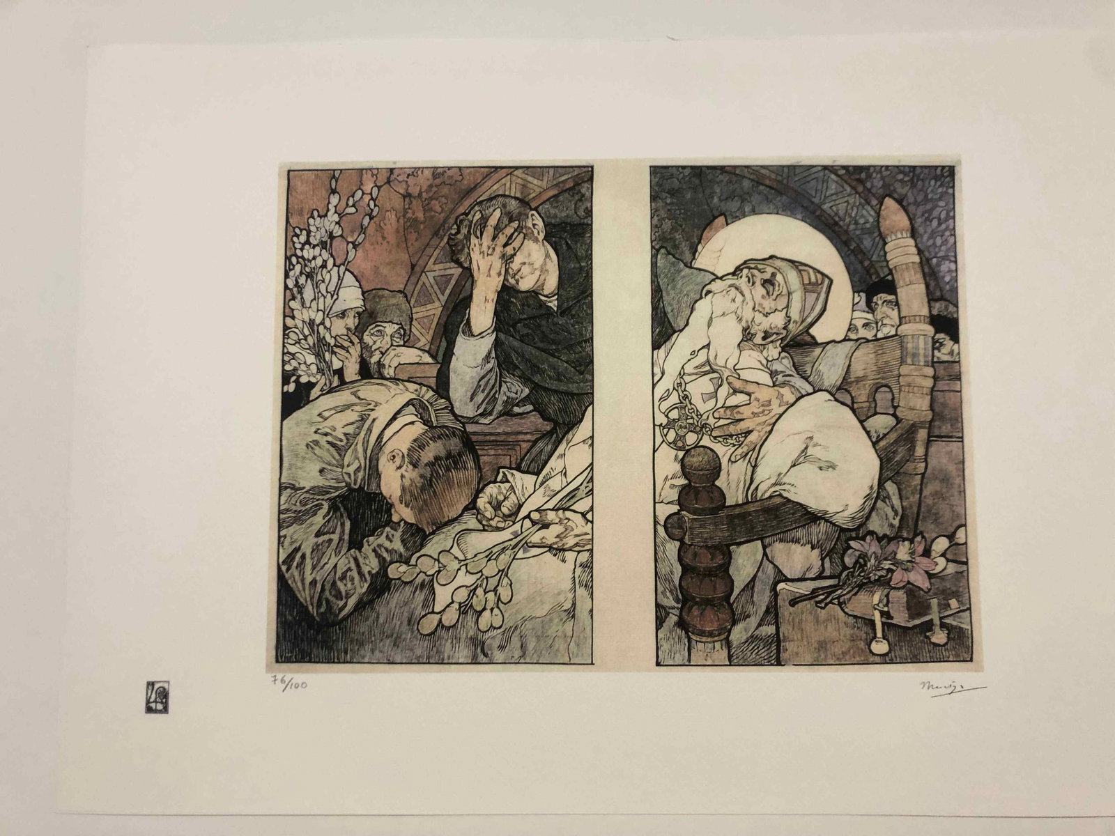 Alphonse Mucha litografia cm 50x70 con certificato: Alphonse Mucha litografia dimensione cm 50x70 timbro impresso LE PALMEcarta francesecertificato di autenticaedizione del 2010firma su lastra in stampaesemplari 100 maxla numerazione al momento della s