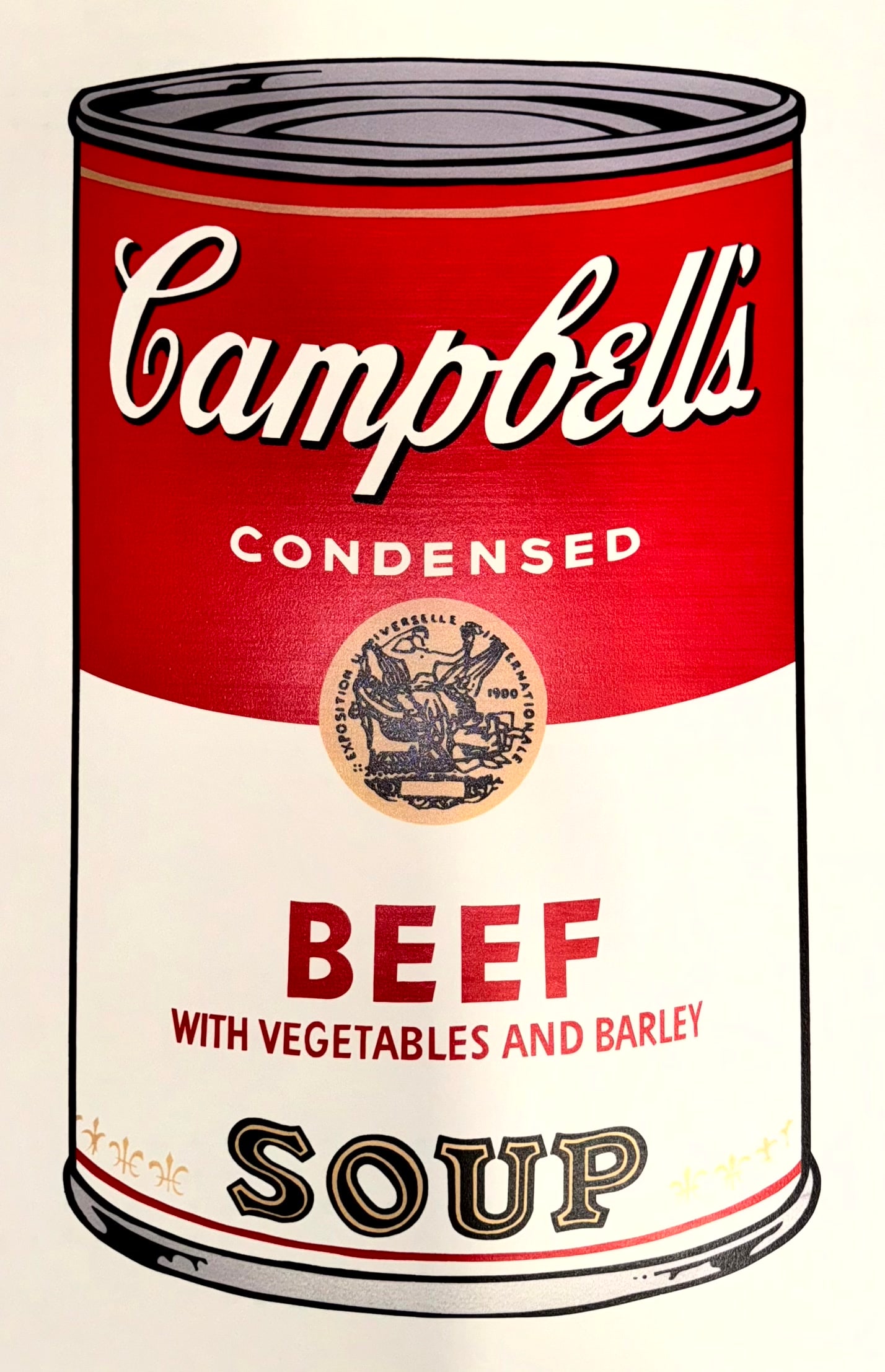 Andy Warhol Campbells Soup Can Tomato: Andy Warhol Campbells Soup Can Tomato signed Andy Warhol with ballpoint pen and stamped with the number (on the back) color silkscreen on smooth laid paper size 35 x 23 inches (890 x 585 mm) executed
