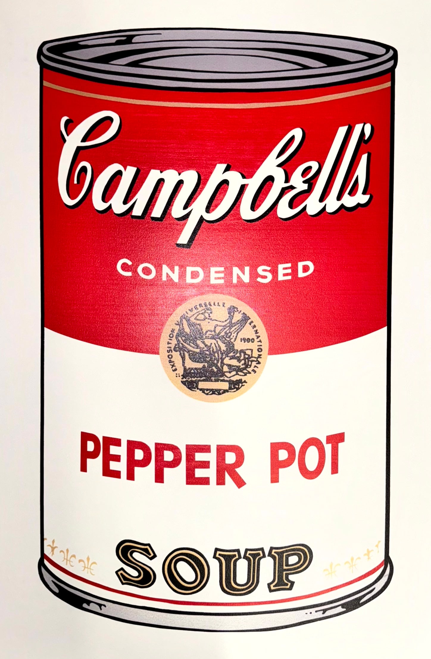 Andy Warhol Campbells Soup Can Tomato: Andy Warhol Campbells Soup Can Tomato signed Andy Warhol with ballpoint pen and stamped with the number (on the back) color silkscreen on smooth laid paper size 35 x 23 inches (890 x 585 mm) executed