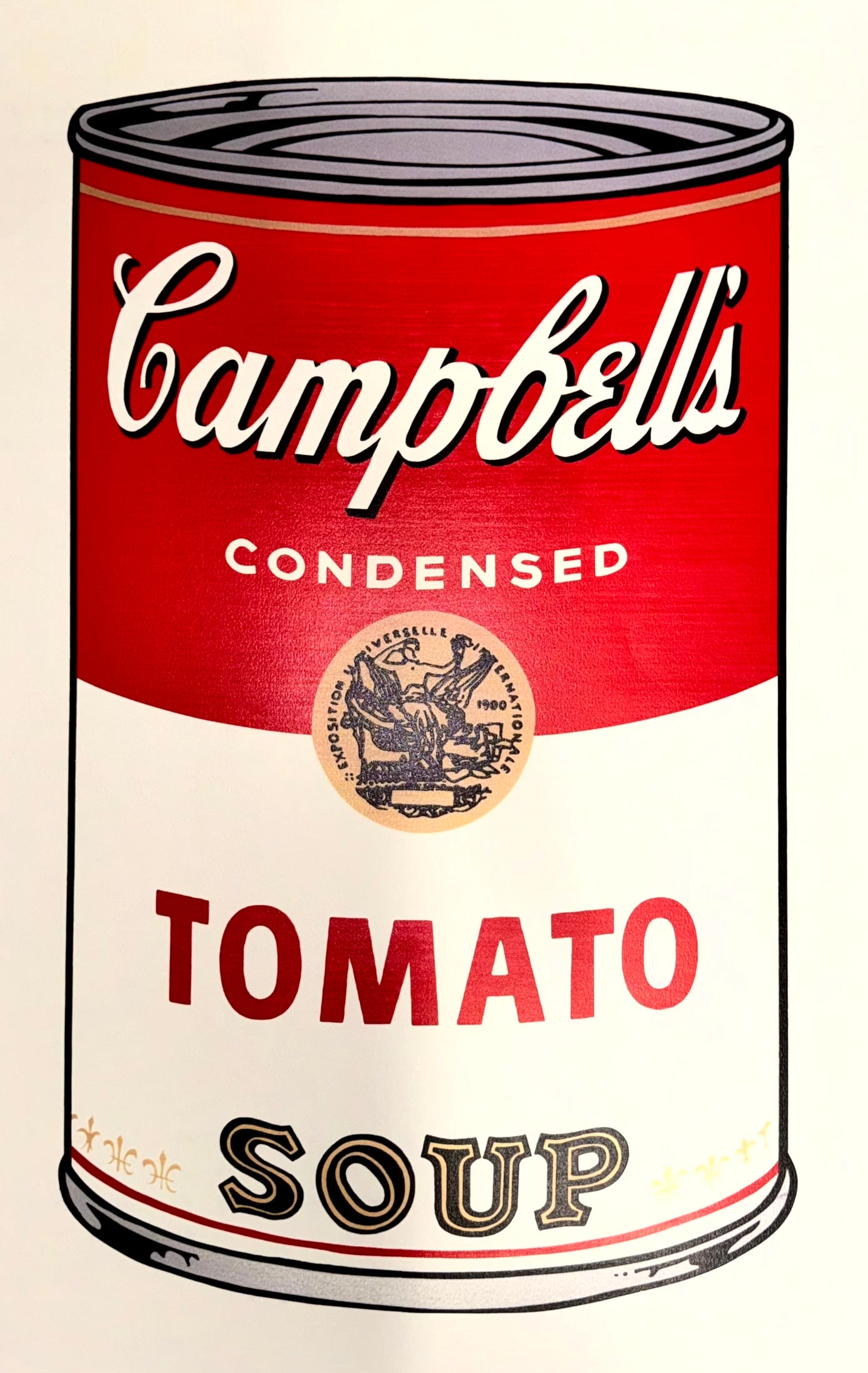 Andy Warhol Campbells Soup Can Tomato: Andy Warhol Campbells Soup Can Tomato signed Andy Warhol with ballpoint pen and stamped with the number (on the back) color silkscreen on smooth laid paper size 35 x 23 inches (890 x 585 mm) executed