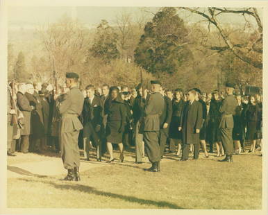 John F. Kennedy's Funeral featuring Jackie, R.F.K. - Original Cecil Stoughton First-Generation 8 x: Cecil Stoughton original first-generation 8 x 10" glossy photograph from John F. Kennedy's November 25, 1963 funeral. The photograph features Jackie Kennedy, Robert F. Kennedy, and Ted Kennedy