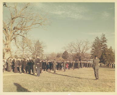 John F. Kennedy's Funeral featuring Jackie, R.F.K. & Ted Kennedy - Original Cecil Stoughton: Cecil Stoughton original first-generation 8 x 10" glossy photograph from John F. Kennedy's November 25, 1963 funeral. The photograph features Jackie Kennedy, Robert F. Kennedy, and Ted Kennedy