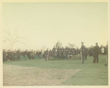 John F. Kennedy's Funeral featuring Jackie & R.F.K. - Original Cecil Stoughton First-Generation: Cecil Stoughton original first-generation 8 x 10" glossy photograph from John F. Kennedy's November 25, 1963 funeral. The photograph features Jackie Kennedy and Robert F. Kennedy along with