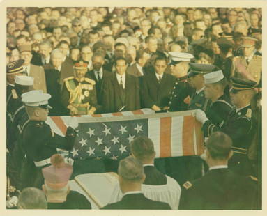 John F. Kennedy's Funeral - Haile Selassie & Charles de Gaulle - Original Cecil Stoughton: Cecil Stoughton original first-generation 8 x 10" glossy photograph from John F. Kennedy's November 25, 1963 funeral. The photograph features Haile Selassie and Charles de Gaulle along with