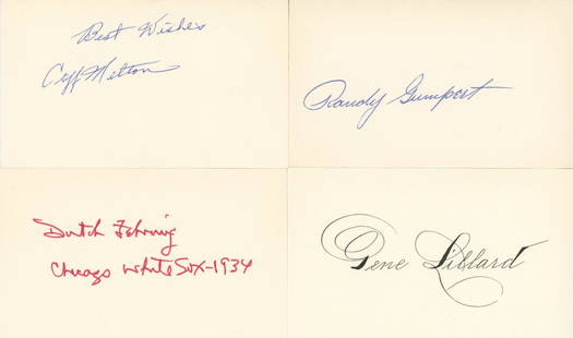 Early Baseball Players Collection of 20 Autographed 3 x 5" Cards - Mostly Players of the 1930s -: Details: Collection of 20 autographed 3 x 5" cards each hand-signed by an early baseball player. Most players are from the 1930s - 1960s eras. A list is not provided but all the signatures that are