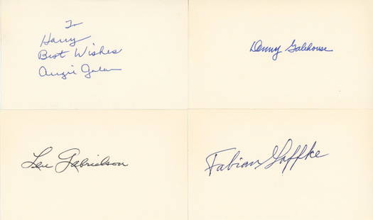 Early Baseball Players Collection of 20 Autographed 3 x 5" Cards - Mostly Players of the 1930s -: Details: Collection of 20 autographed 3 x 5" cards each hand-signed by an early baseball player. Most players are from the 1930s - 1960s eras. A list is not provided but all the signatures that are