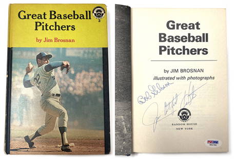 Great Baseball Pitchers (1965) Autographed by Bob Gibson & Jim "Catfish" Hunter: Details: "Great Baseball Pitchers" (1965) hardcover book autographed by Bob Gibson and Jim "Catfish" Hunter. Each has hand-signed on the title page in bold blue ballpoint pen. Slight age wear but