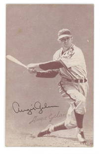 Augie Galan Autographed 1947-1966 Exhibit Card: Details: Augie Galan autographed 1947-1966 Exhibit card. Authentication: Includes a full letter of authenticity from JG Autographs, Inc. Premium: A 25% Buyers Premium Will Be Added to All