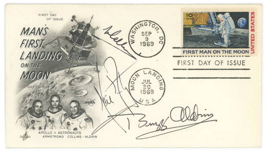 Apollo 11: Neil Armstrong, Michael Collins, Buzz Aldrin - Autographed 1969 First Day Cover