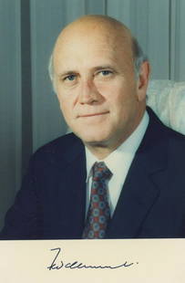 F. W. de Klerk - 7th State President of South Africa - Autographed 4 x 6" Photograph: F. W. de Klerk autographed 4 x 6 glossy photograph. Fine condition. Frederik Willem de Klerk (18 March 1936 – 11 November 2021) was a South African politician who served as state president of So