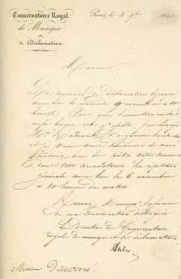 Daniel Auber - French Composer: Paris Conservatoire - Autographed Letter (ALS), 1842: Daniel Auber hand-written autographed letter (ALS), 1842.Very good condition.Daniel-François-Esprit Auber (29 January 1782 – 12 May 1871) was a French composer and director of the