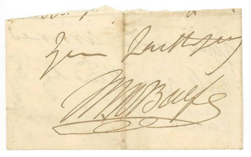 Michael Balfe - Irish Composer & Opera Tenor Best Known for "The Bohemian Girl" - Authentic: Michael Balfe autograph clipped from a larger letter. Balfe has penned "Yours faithfully." The verso bears three lines in Balfe's hand including the date of May 1859.Approximately 4.5 x