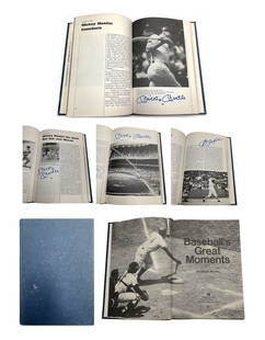 Baseball's Great Moments with 3 Mickey Mantle Autographs - Collection of 46 Autographs In The 1981: "Baseball's Great Moments" by Joseph Reichler, 1981 hardcover First Edition printing featuring 46 baseball Hall of Fame members, legends, and greats of the game autographs. Highlight signers include