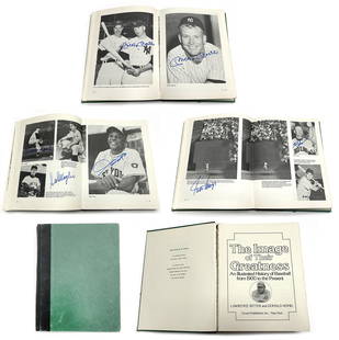 The Image of Their Greatness with 2 Mickey Mantle Autographs - Collection of 164 Autographs In The: "The Image of Their Greatness" by Lawrence Ritter and Donald Honig, 1979 hardcover First Edition printing featuring 146 baseball Hall of Fame members, legends, and greats of the game