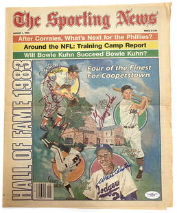 1983 Baseball Hall of Fame Inductees - Brooks Robinson, Walt Alston & George Kell - Autographed: 1983 Baseball Hall of Fame inductees Brooks Robinson, Walt Alston, and George Kell autographed The Sporting News cover from August 1, 1983.Cover only, removed from the full