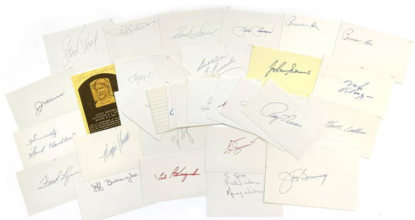 Baseball Greats Collection of 41 Autographed Cards Including Lou Boudreau, Ted Simmons, Maury Wills,: Baseball greats collection of 41 autographed items. The collection includes autographed 3 x 5" cards, autographed 4 x 6" cards, and one autographed H.O.F. postcard.Complete list of signers: Don