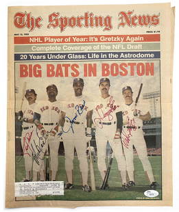 Boston Red Sox - Jim Rice, Wade Boggs, Dwight Evans, Mike Easler & Tony Peña - Autographed May: Boston Red Sox "Big Bats in Boston" autographed The Sporting News cover from May 13, 1985. The cover is autographed by Jim Rice, Wade Boggs, Dwight Evans, Mike Easler and Tony