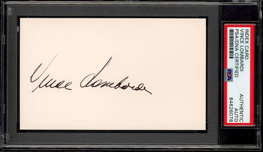 Vince Lombardi - Football Icon - Scarce Autographed 3 x 5" Card