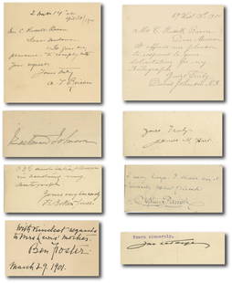 19th Century American Artists Autograph Collection: J. La Farge, B. Foster, H. B. Jones, E. Johnson,: Details: Group lot of of individual clipped signatures from seven notable 19th Century American artists and painters including: John La Farge, Ben Foster, Hugh Bolton Jones, Eastman Johnson, Alfred Th