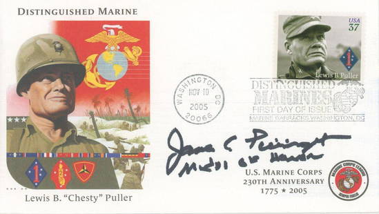 James E. Livingston - Medal of Honor: Vietnam War - Autographed First Day Cover: James E. Livingston autographed commemorative First Day of Issue postal cover.Fine condition.James Everett Livingston (born January 12, 1940) is a retired United States Marine major