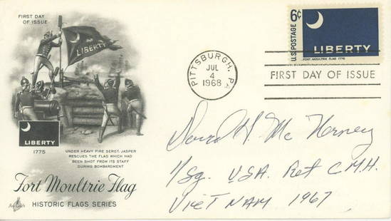 David H. McNerney - Medal of Honor: Vietnam - Autographed First Day Cover: David H. McNerney autographed commemorative First Day of Issue postal cover.Fine condition.David H. McNerney (June 2, 1931 - October 10, 2010), United States Vietnam War Medal of Honor