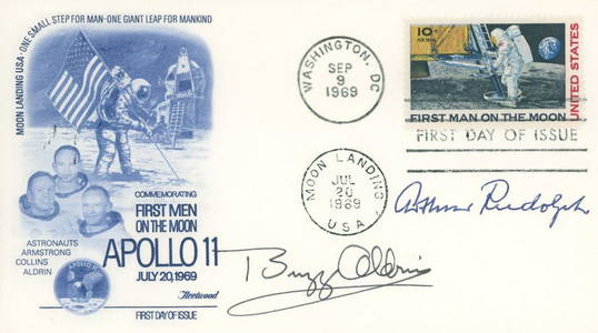 Buzz Aldrin & Arthur Rudolph - NASA Astronaut & Rocket Engineer - Autographed First Day Cover