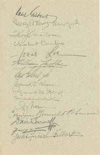 Thomas J. Watson (IBM) Autographed Page with Notables & Dignitaries: Architect Cass Gilbert, Corinne: Autographs of Thomas J. Watson (IBM) and other notables and dignitaries. Additional highlights include Architect Cass Gilbert and son Cass Gilbert Jr., Corinne Roosevelt Robinson, David Sarnoff. Signa