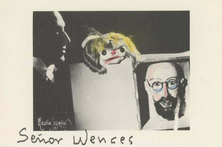 Señor Wences The Muppet Show Ventriloquist Autographed & Hand Colored 5.75 X 3.75" Card