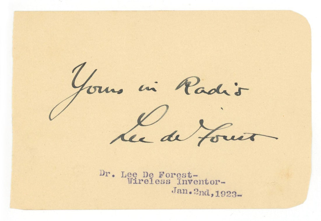 Lee de Forest - Electronic Age Pioneer - Autographed Album Page, 1923 (1 of 1)