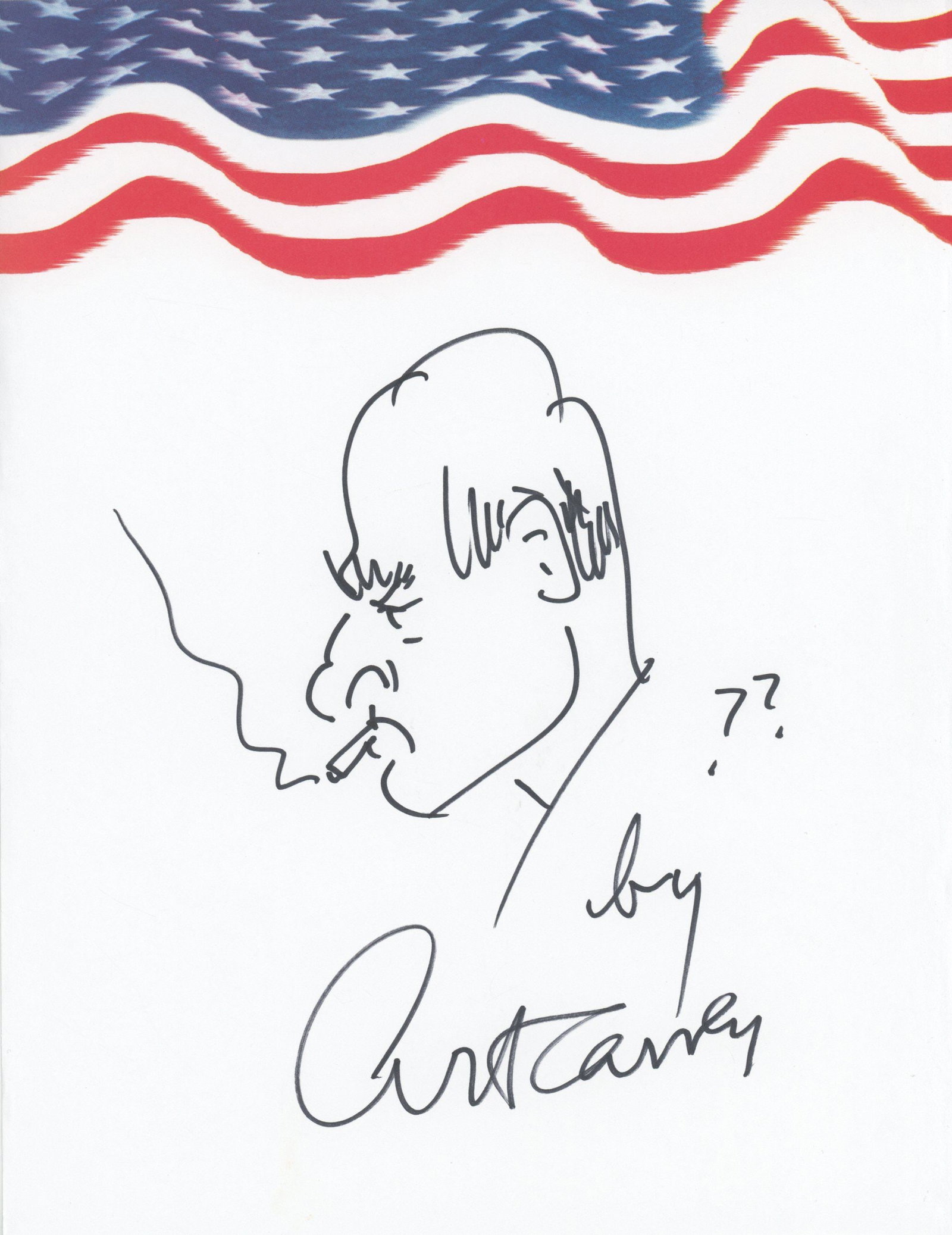 Art Carney - Classic Actor - Autographed Original Hand-Drawn Self Portrait Sketch (1 of 1)